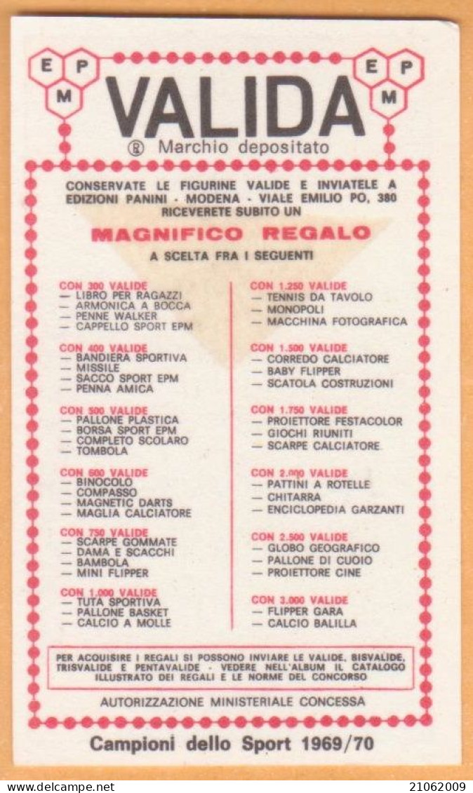 45 ATLETICA LEGGERA - ERVIN HALL, USA - VALIDA - FIGURINA PANINI CAMPIONI DELLO SPORT 1969-70 - Athlétisme