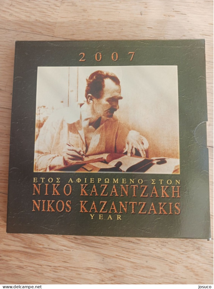 Grecia 2007 Cartera 8 Valores Nikos Kazantzakis 2 € A 1 Céntimo KMS - Grecia