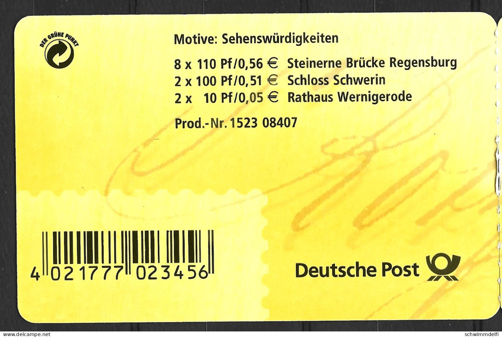 DEUTSCHLAND 2001 - MARKENHEFTCHEN - MARKENSET SEHENSWUERDIGKEITEN DEUTSCHLANDS - MNH - 2001-2010