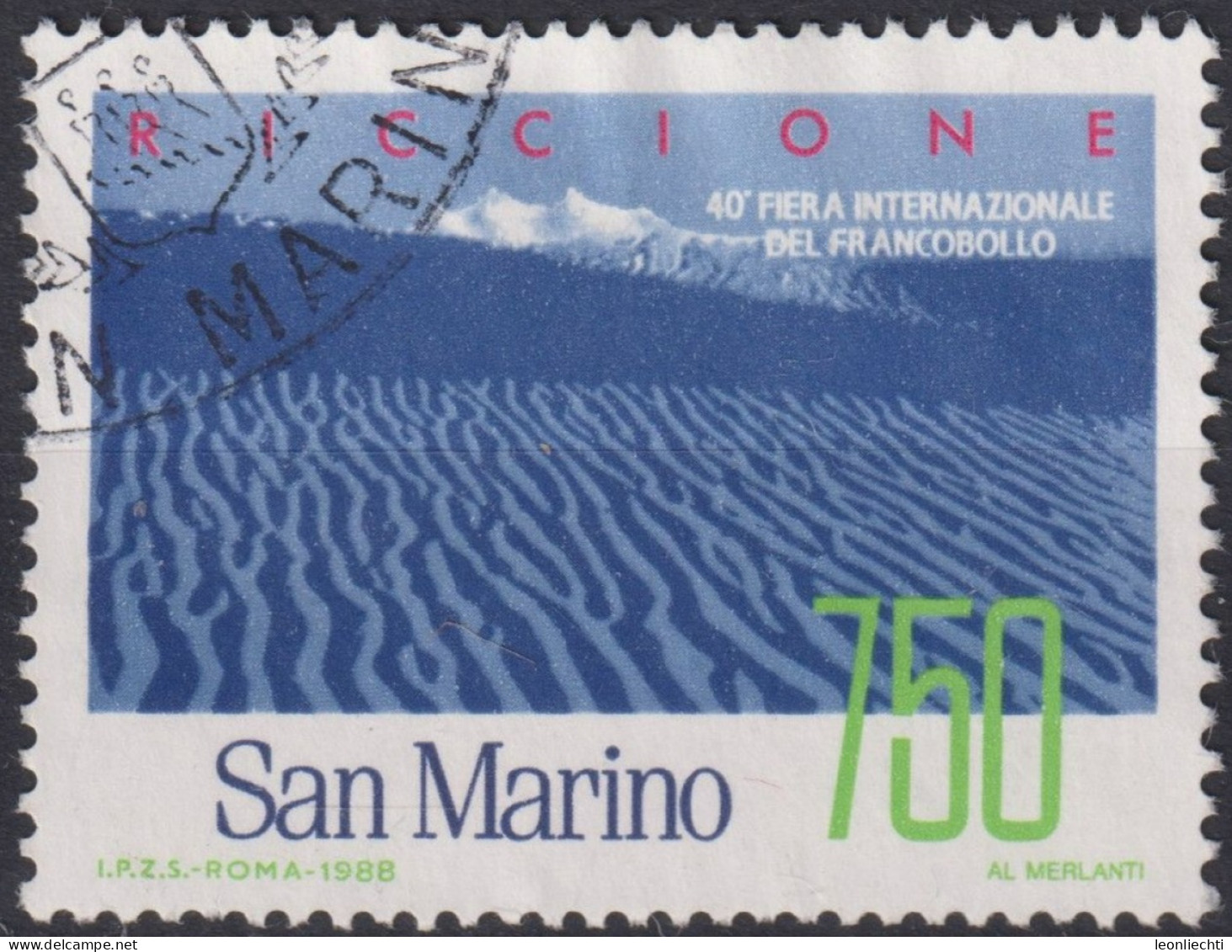 1988 San Marino ° Mi:SM 1394, Sn:SM 1160, Yt:SM 1185, International Stamp Fair RICCIONE '88 - Usados