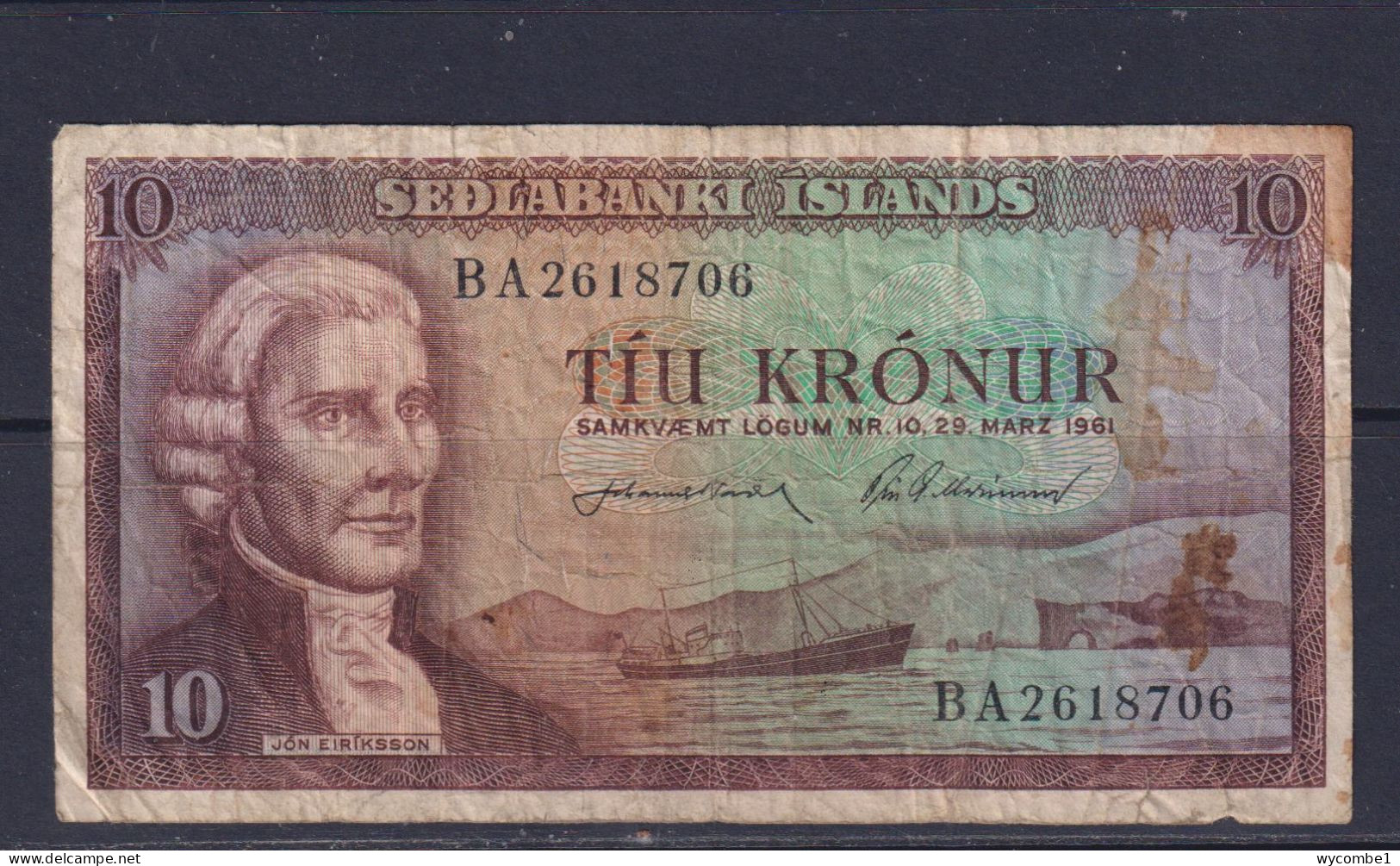 ICELAND - 1961 10 Kronur Circulated Banknote - Islande