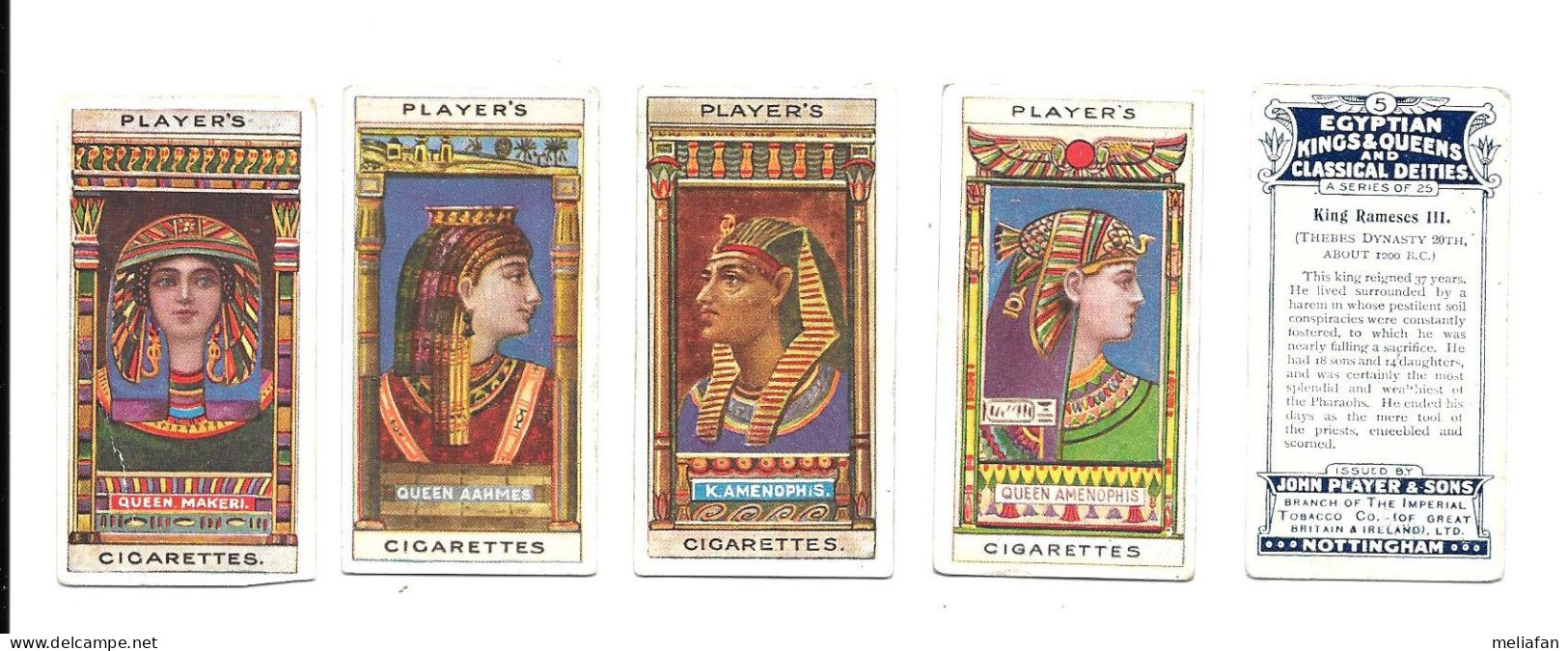 CJ14 - SERIE COMPLETE 25 CARTES CIGARETTES PLAYERS - EGYPTIAN KINGS AND QUEENS - PHARAONS - Player's