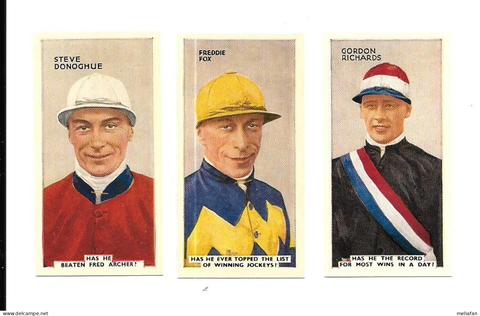 Z773 - CARTES CIGARETTES PHILLIPS - HIPPISME - JOCKEYS - GORDON RICHARDS - FREDDIE FOX - STEVE DONOGHUE - Equitazione