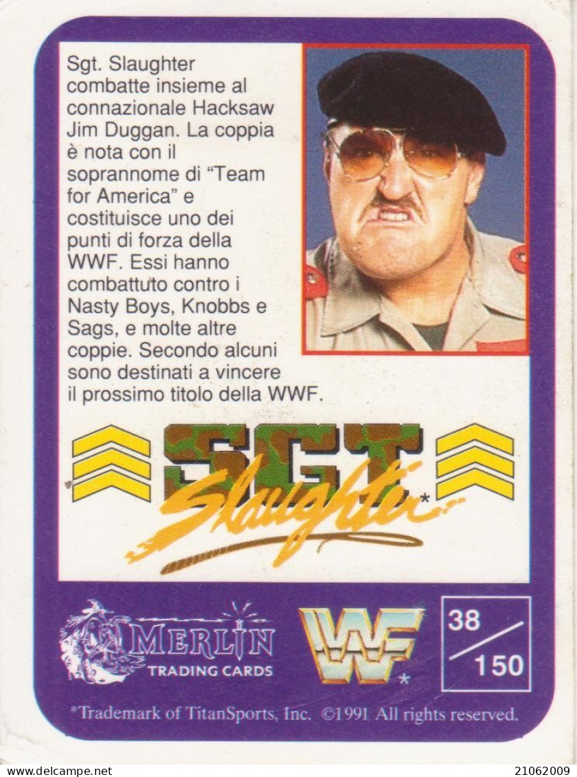 38/150 SGT. SLAUGHTER - WRESTLING WF 1991 MERLIN TRADING CARD - Tarjetas