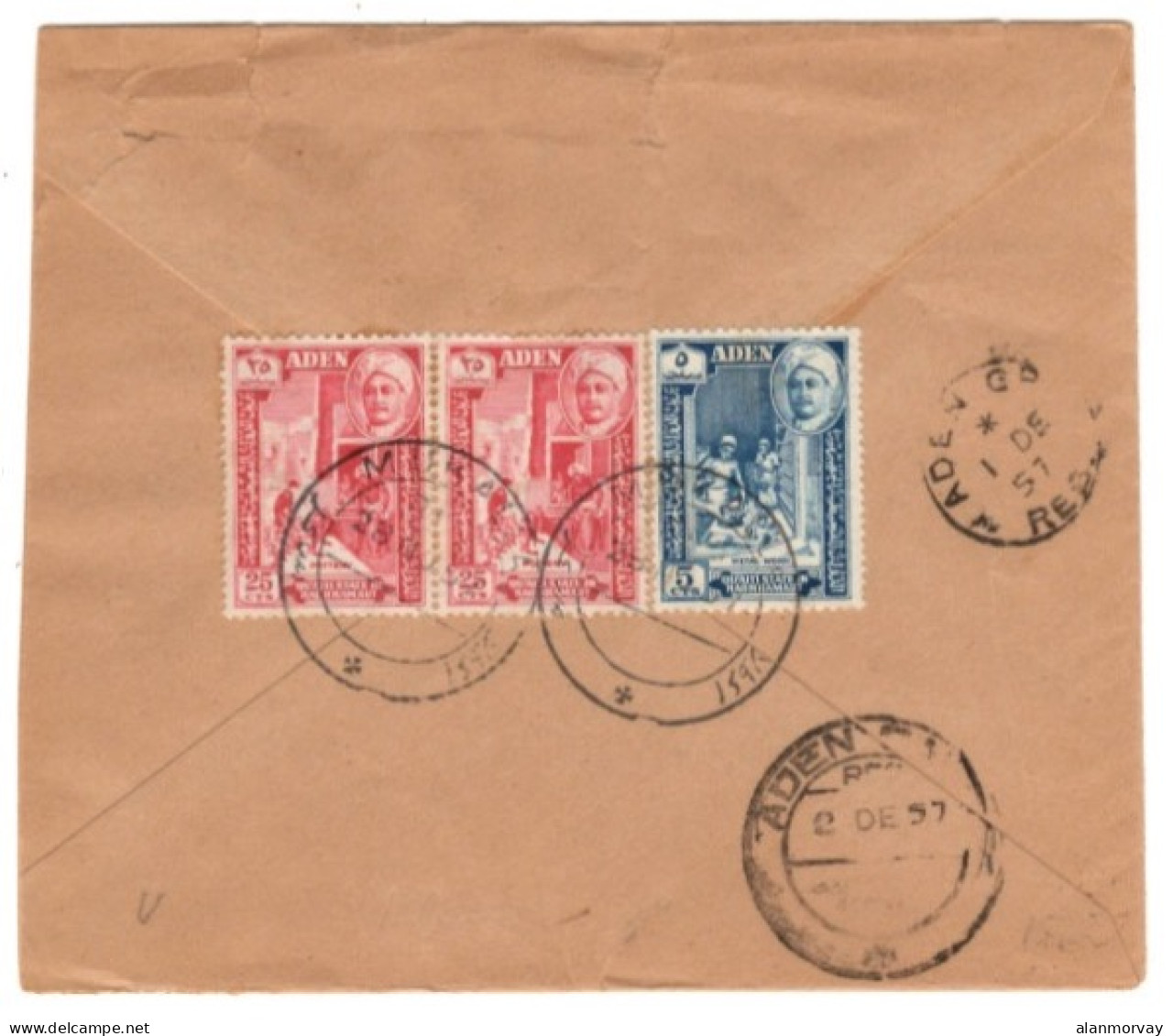 Aden - Aden Quaiti State Of Hadharmaut November 28, 1957 Registered Cover To Aden - Aden (1854-1963)