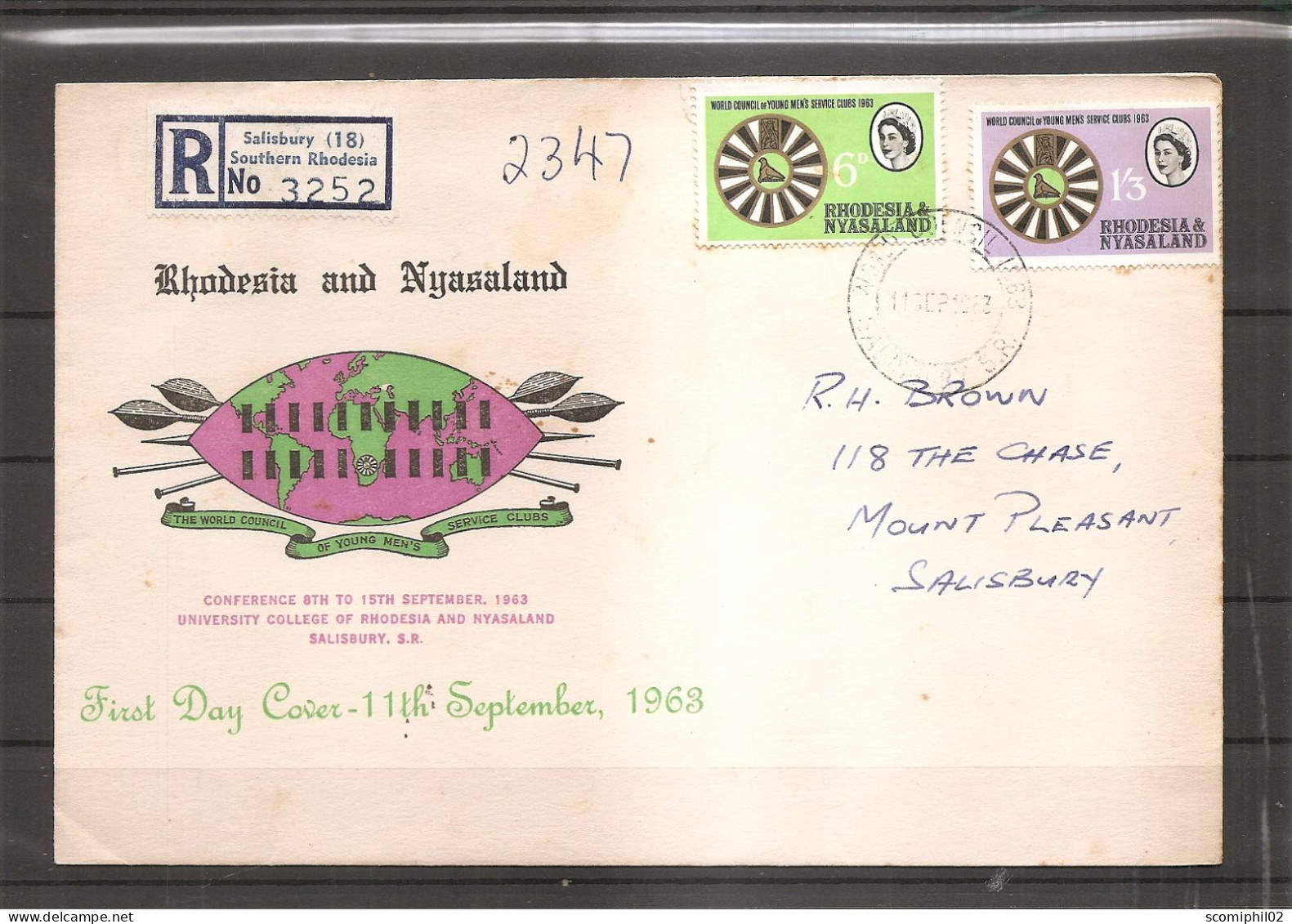 Rhodésie -Nyassaland ( FDC De 1968 à Voir) - Rhodesien & Nyasaland (1954-1963)