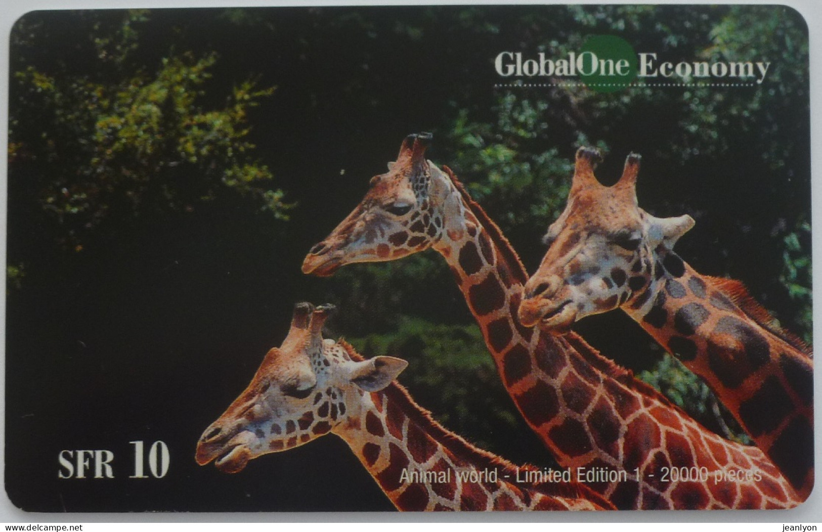 GIRAFE - Carte Téléphone Prépayée Suisse GLOBAL ONE ECONOMY Utilisée / Tirage Limité 20000 Exemplaires - Autres & Non Classés