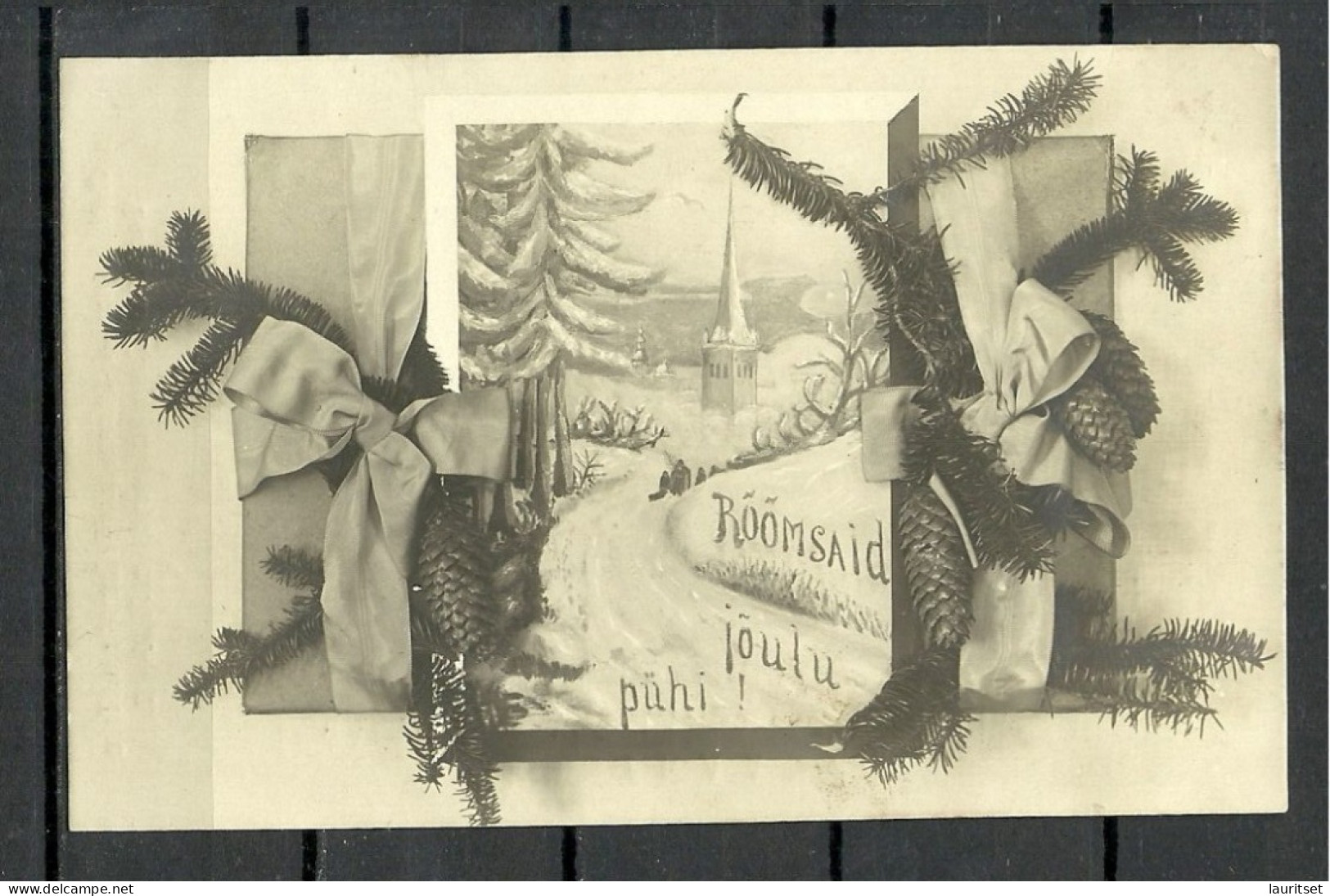 ESTLAND Estonia 1920 Domestic Post Card Michel 28 As Single Karl Noormägi Christmas Noel - Estonia