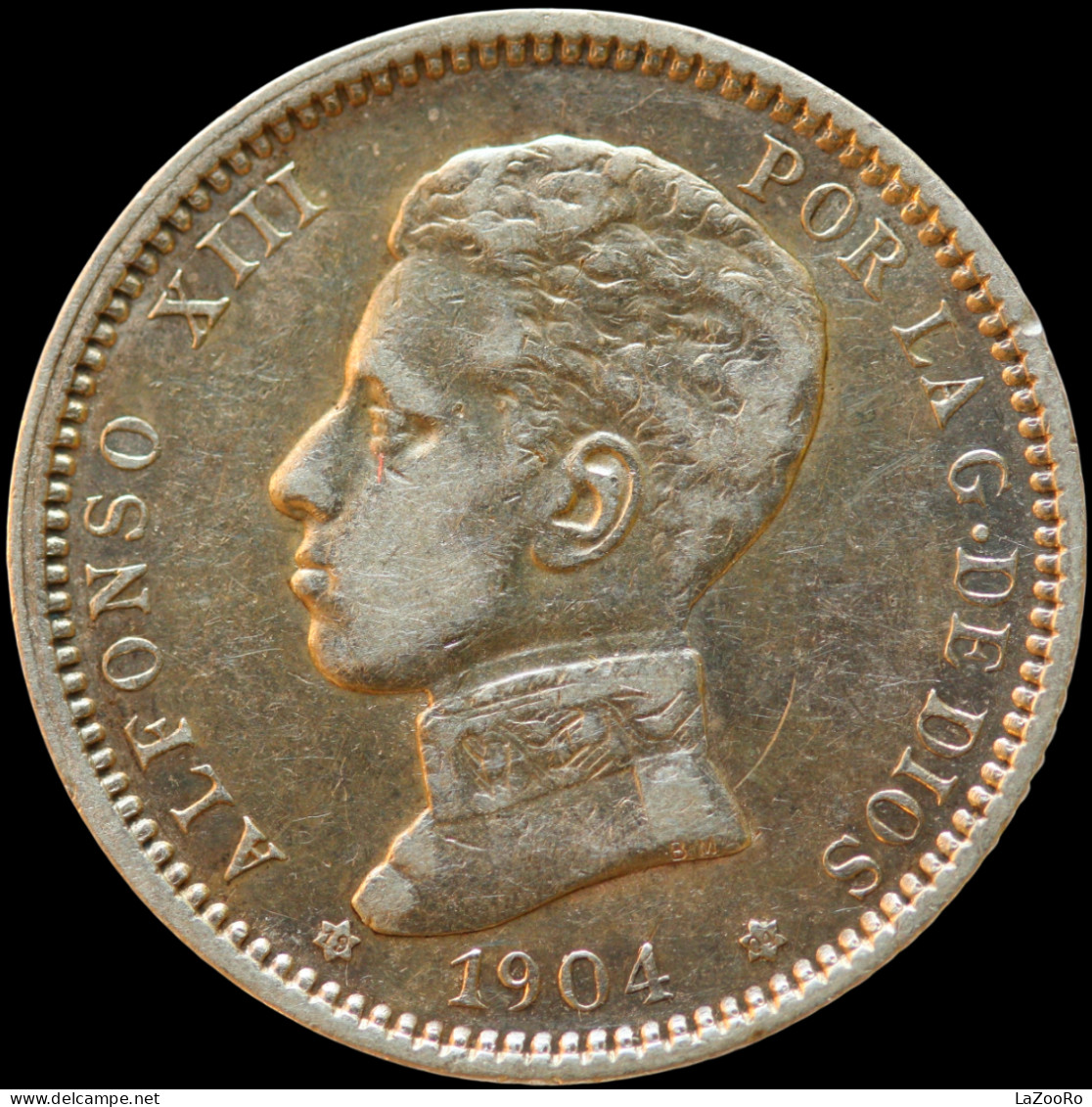 LaZooRo: Spain 1 Peseta 1904 XF - Silver - First Minting