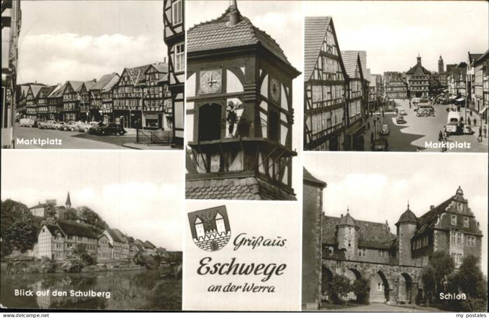 41288356 Eschwege Fachwerkhaus Turmuhr Marktplatz Schulberg Schloss Stadtwappen  - Eschwege