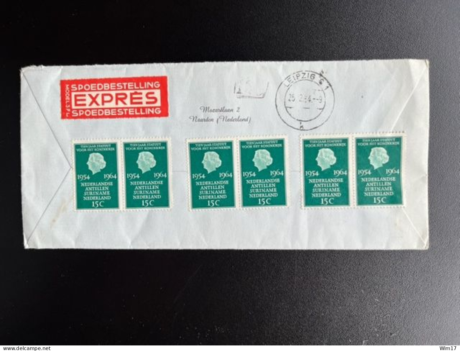 NETHERLANDS 1964 EXPRESS LETTER NAARDEN TO LEIPZIG 25-12-1964 NEDERLAND EXPRES - Covers & Documents