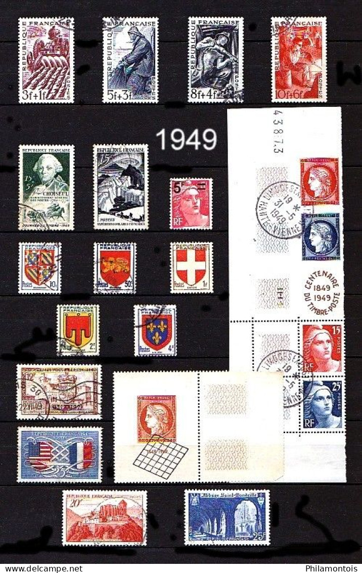 FRANCE - Année Complète 1949 - N° 823 à 862 - Oblitérés - Très Beaux - 1940-1949