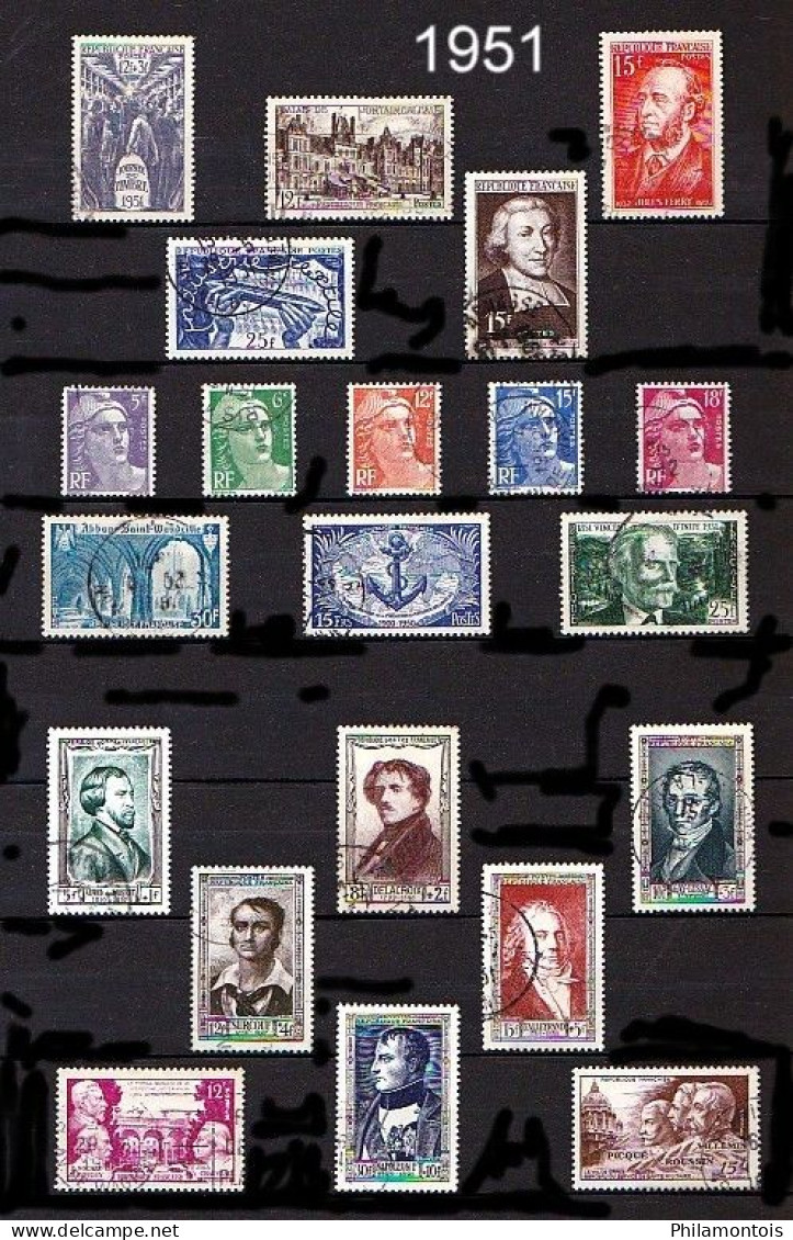 FRANCE - Année Complète 1951 - N° 878 à 918 - Oblitérés - Très Beaux - 1950-1959