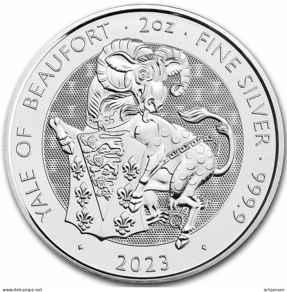 Great Britain, Tudor Beast 2023 - 2 Oz. Pure Silver - 5 Pounds