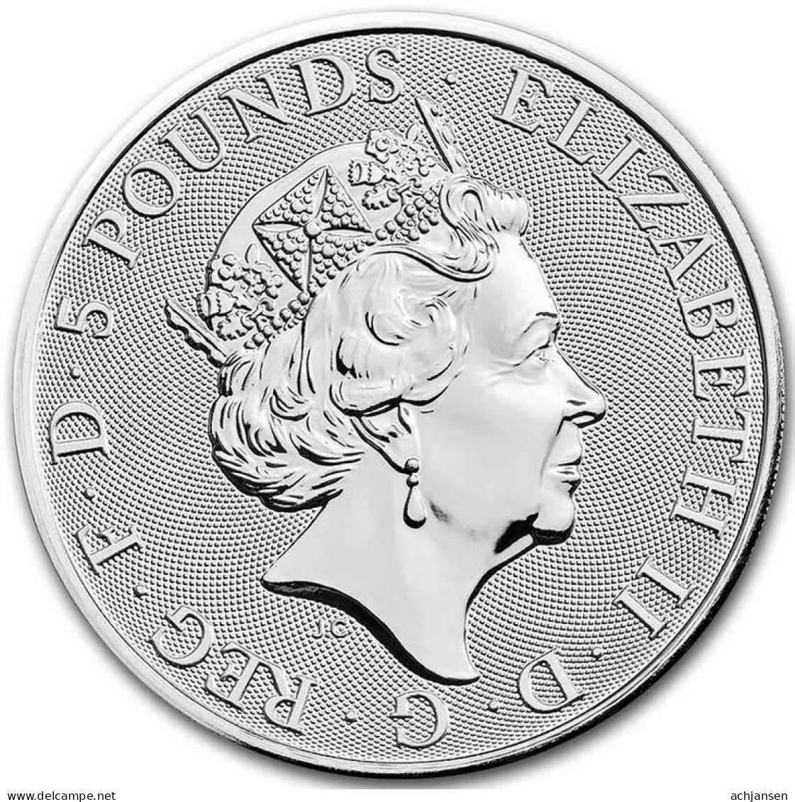 Great Britain, Tudor Beast 2022 - 2 Oz. Pure Silver - 5 Pounds