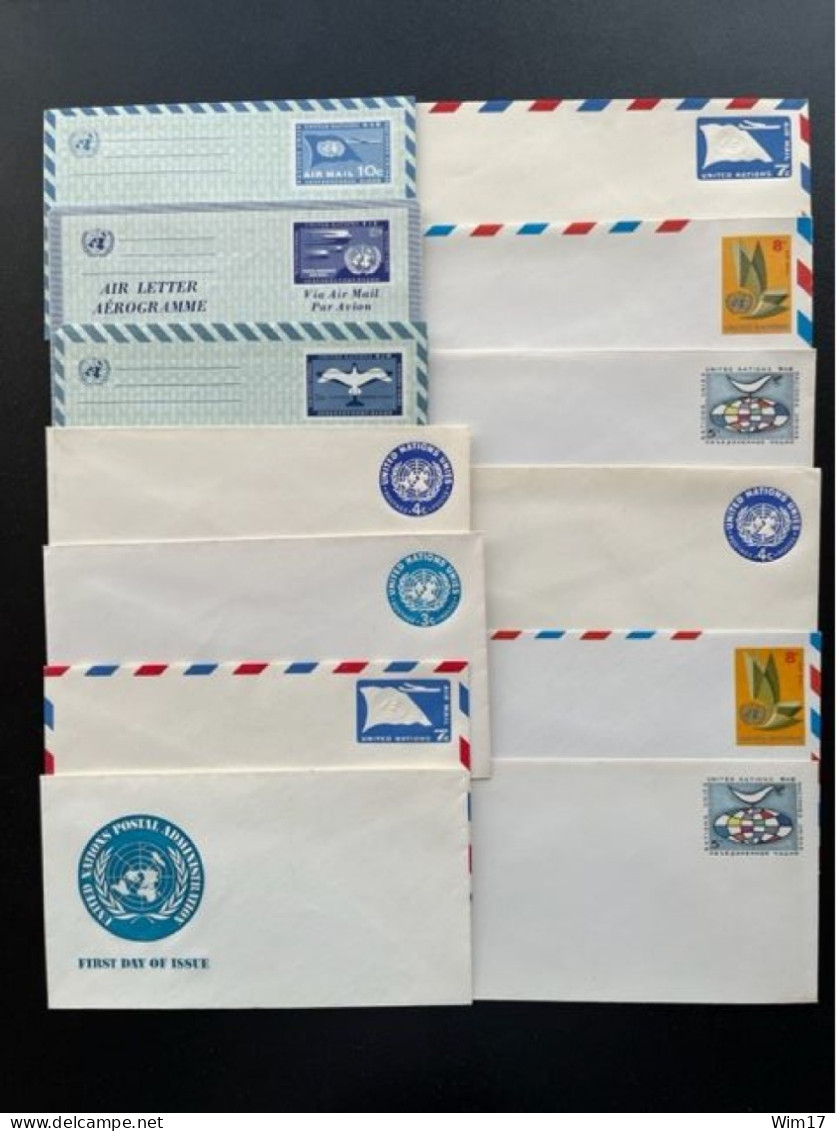 UNITED NATIONS NEW YORK 13 ITEMS POSTAL HISTORY UNUSED - Covers & Documents