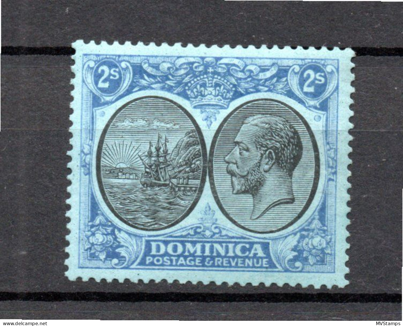 Dominica 1923 Old 2 Shilling King George V Stamp (Michel 81) Nice MNH - Dominique (...-1978)
