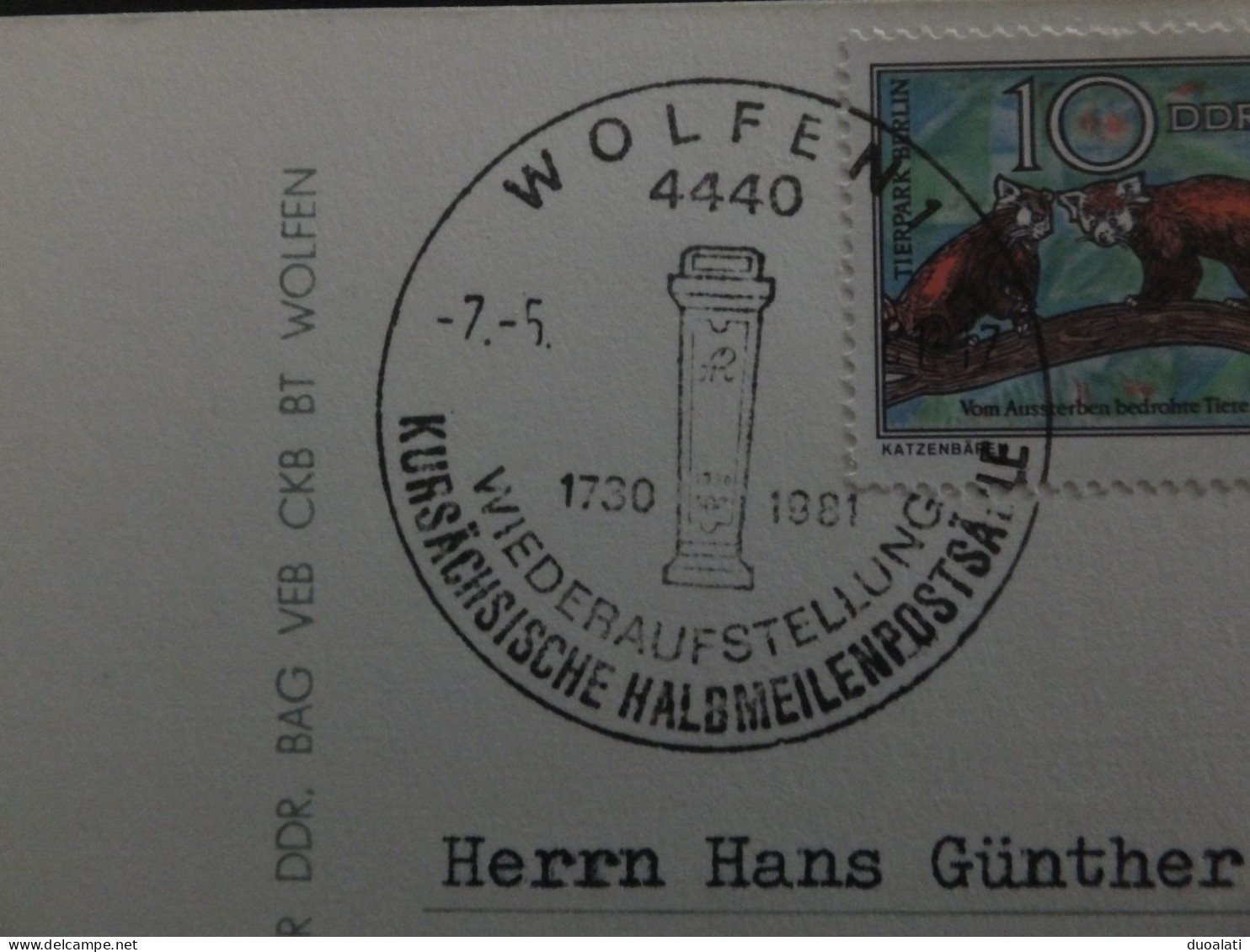 DDR Germany 4 Stationeries Electoral Saxon Half-mile Column Kursächsische Halbmeilensäule Wiederaufstellung In Wolfen - Postales - Usados