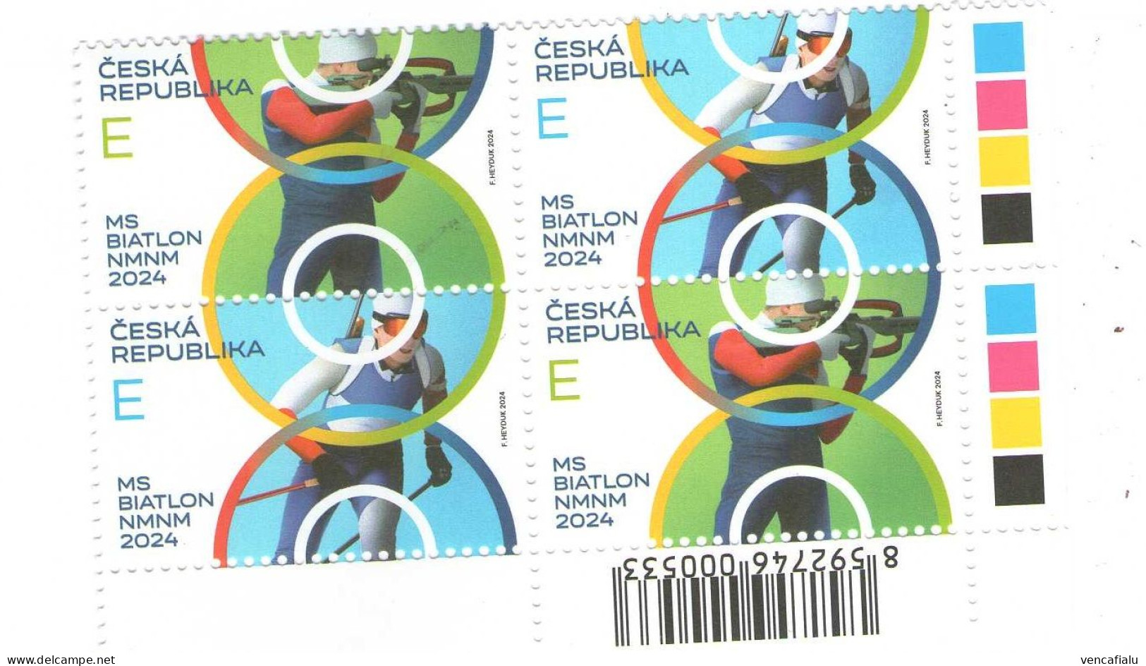 Year 2024 - World Championchip In Biatlon, 2 Stamps In 4-block, With Bar Code And Color Test  MNH - Unused Stamps