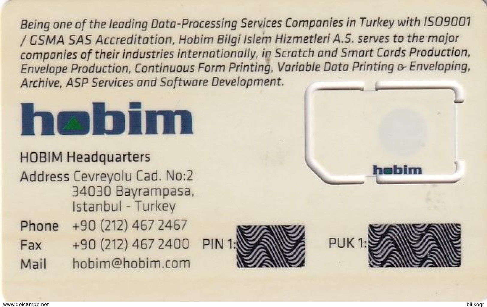 TURKEY - Leopard, HOBIM GSM Demo Card - Turquie