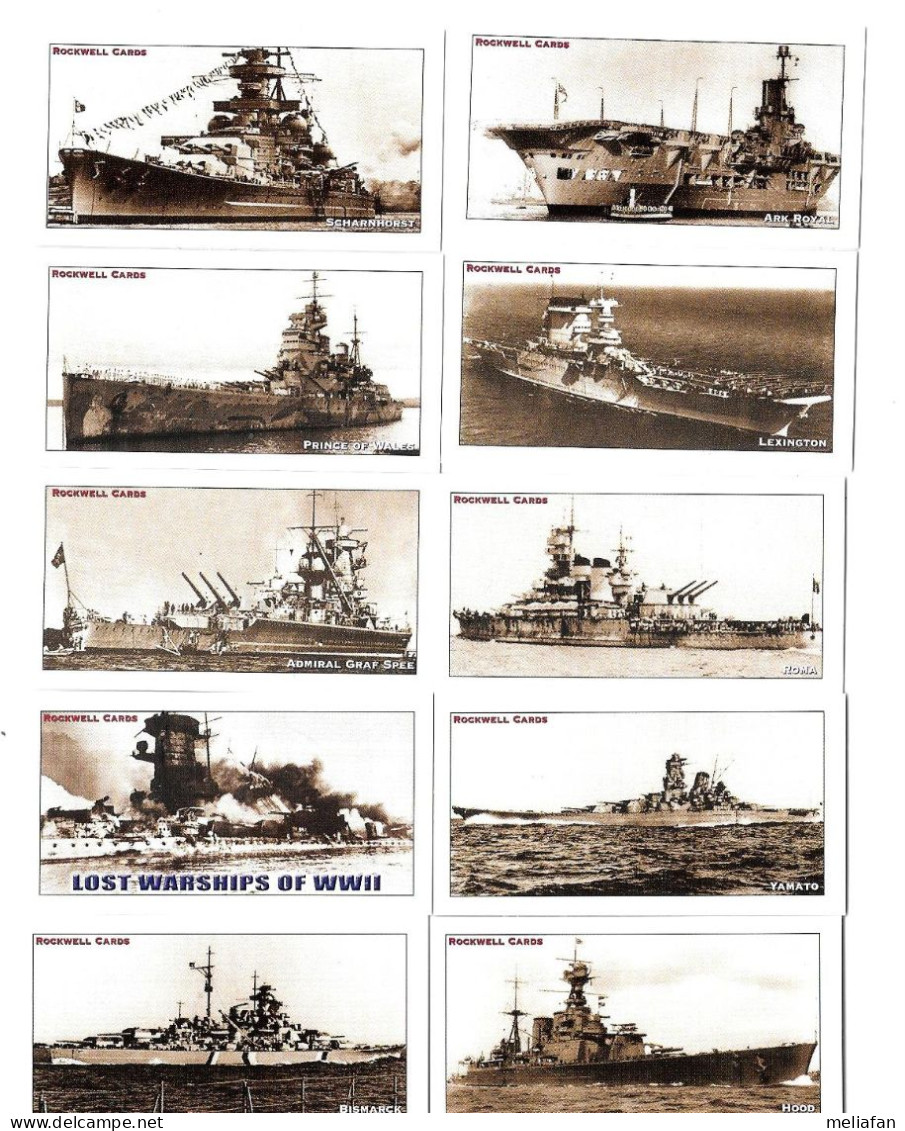 BB77 - CARTES ROCKWELL - LOST WARSHIPS OF WWII - NAVIRES DE GUERRE - Bateaux