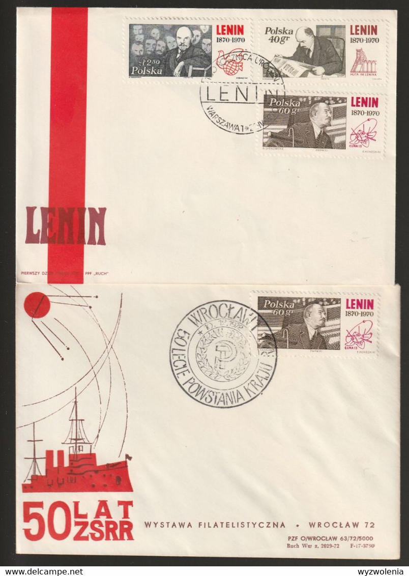 D 42) Polen 1970 Mi# 1996-98 FDC LENIN, + SSt Wroclaw 50 Jahre Gründung Des Landes - Brieven En Documenten