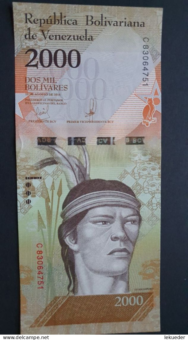 Billete De Banco De VENEZUELA - 2000 Bolívares, 2016  Sin Cursar - Venezuela