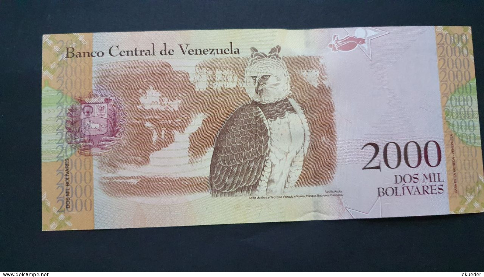 Billete De Banco De VENEZUELA - 2000 Bolívares, 2016  Sin Cursar - Venezuela