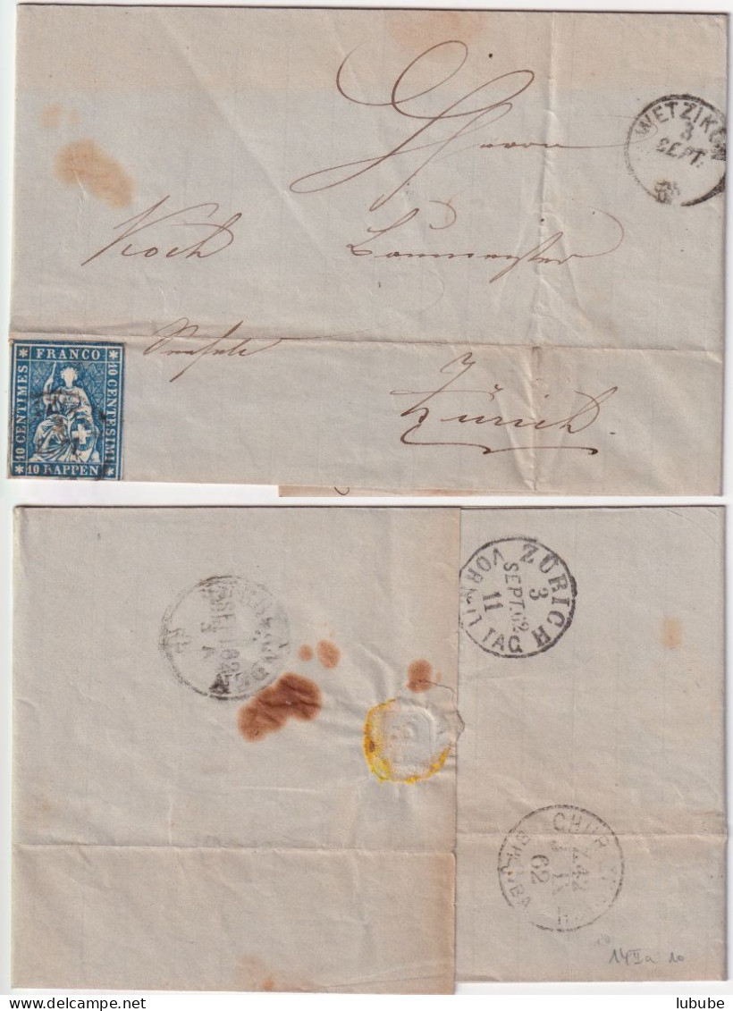 Strubel Brief  Wetzikon - Zürich         1862 - Storia Postale