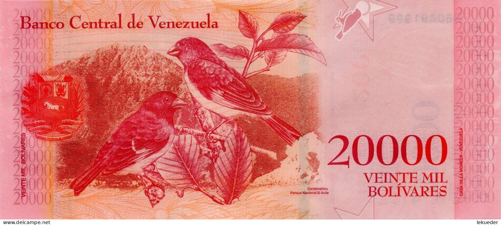 Billete De Banco De VENEZUELA - 20000 Bolívares, 2017  Sin Cursar - Venezuela