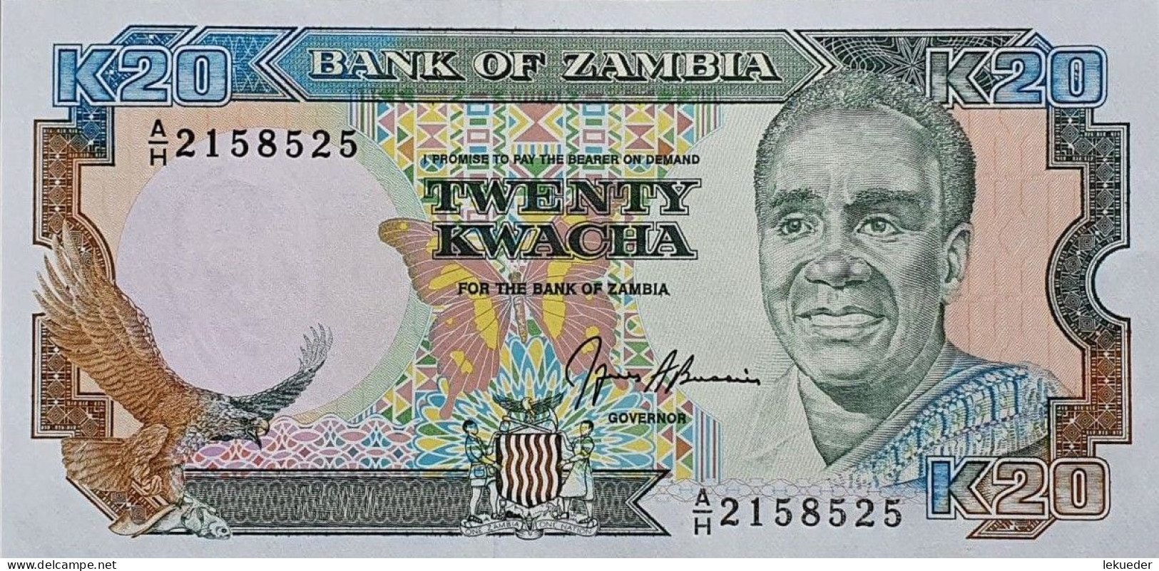 Billete De Banco De ZAMBIA - 20 Kwacha, 1989/91  Sin Cursar - Zambia