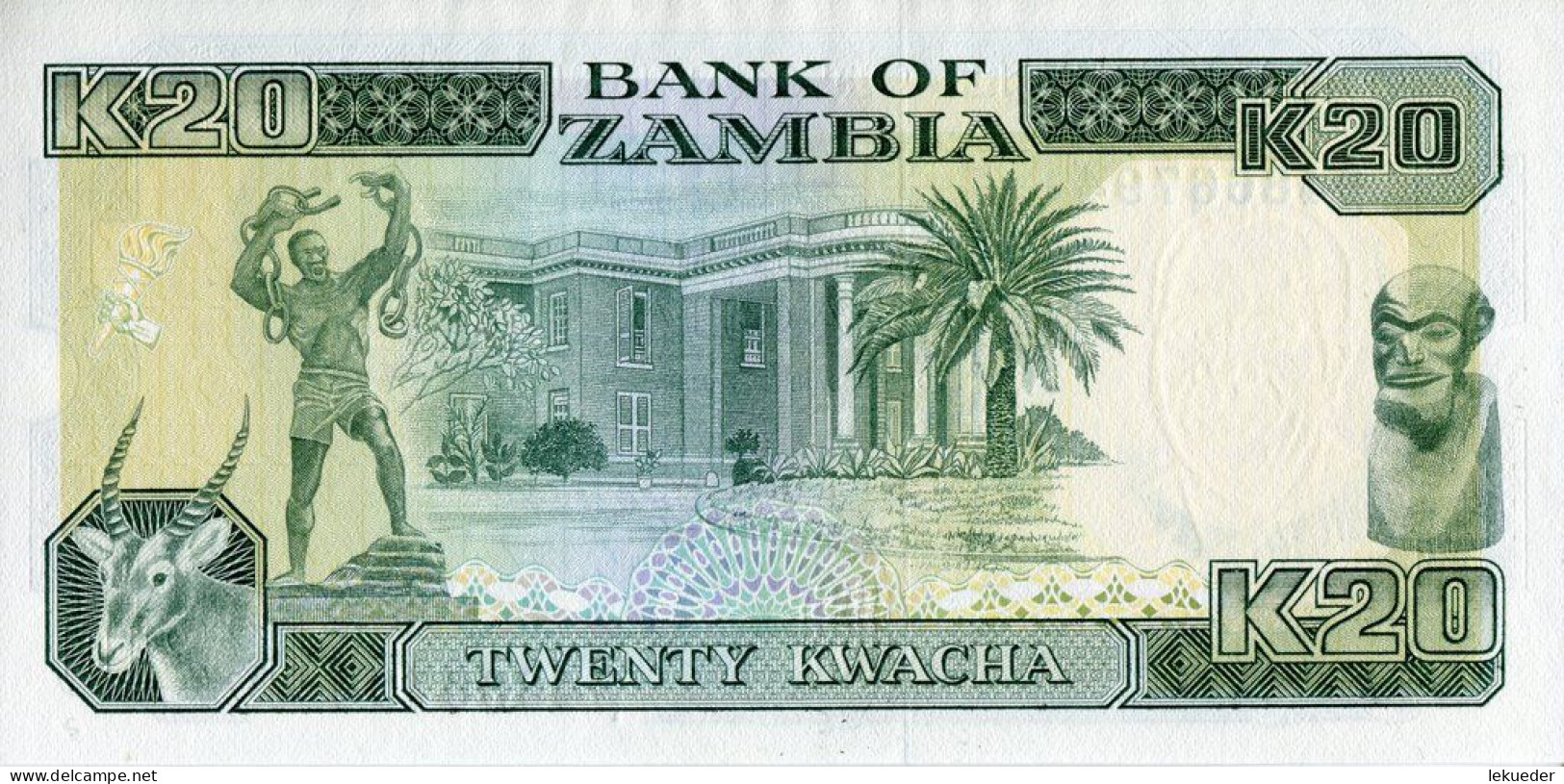 Billete De Banco De ZAMBIA - 20 Kwacha, 1989/91  Sin Cursar - Sambia