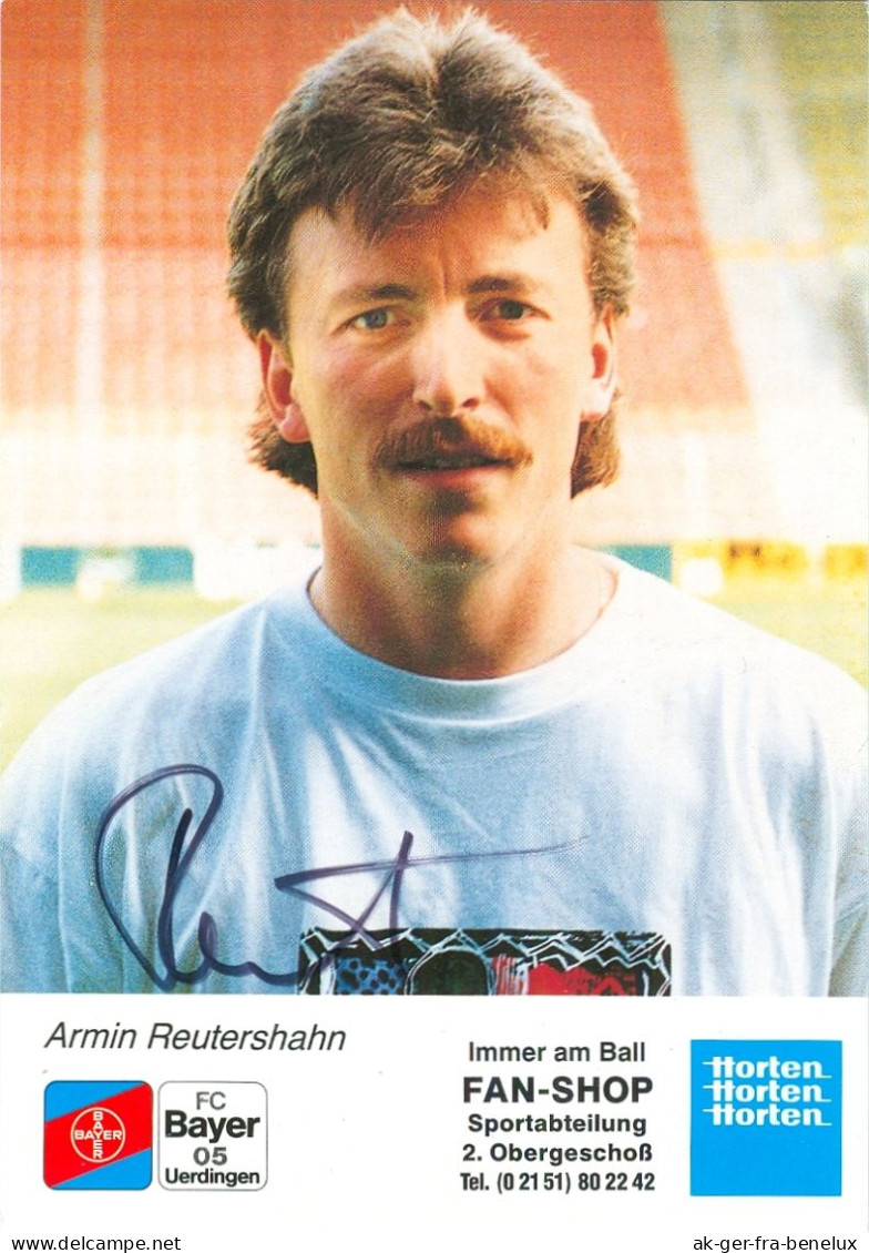 AK Armin Reutershahn FC Bayer Uerdingen 91-92 KFC Krefeld Hamburger SV Borussia Dortmund Schwafheim Moers Nürnberg - Handtekening