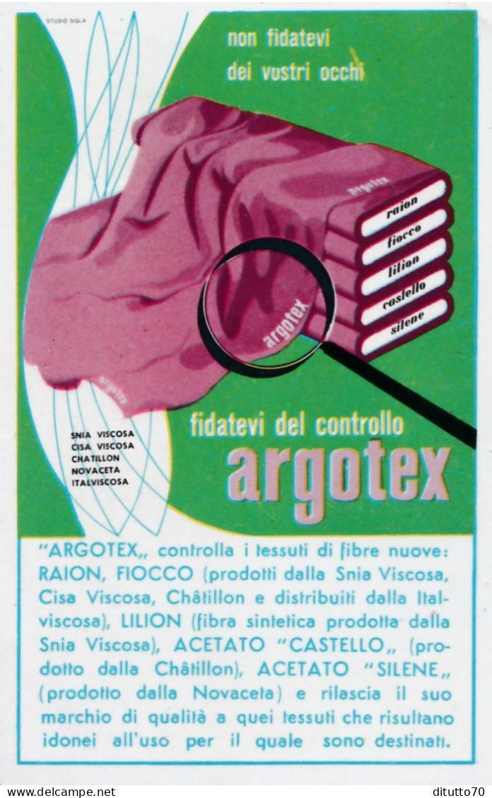 Calendarietto - Argotex - Istituto Di Controllo Tessile - Milano - Anno 1956 - Petit Format : 1941-60