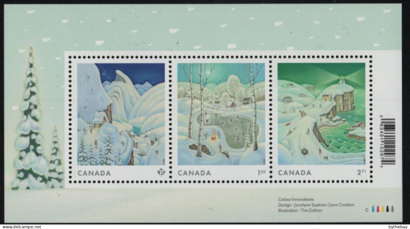 Canada 2023 Christmas Sheet Of 3 Winter Scenes - Unused Stamps