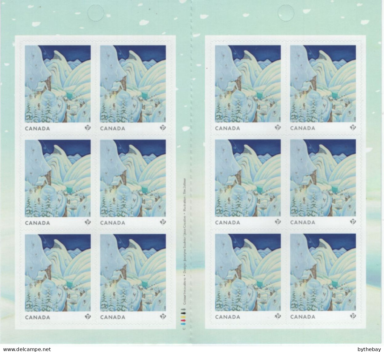 Canada 2023 Booklet Christmas Pane Of 12 (P) Skiers, Winter In Mountains - Volledige Boekjes