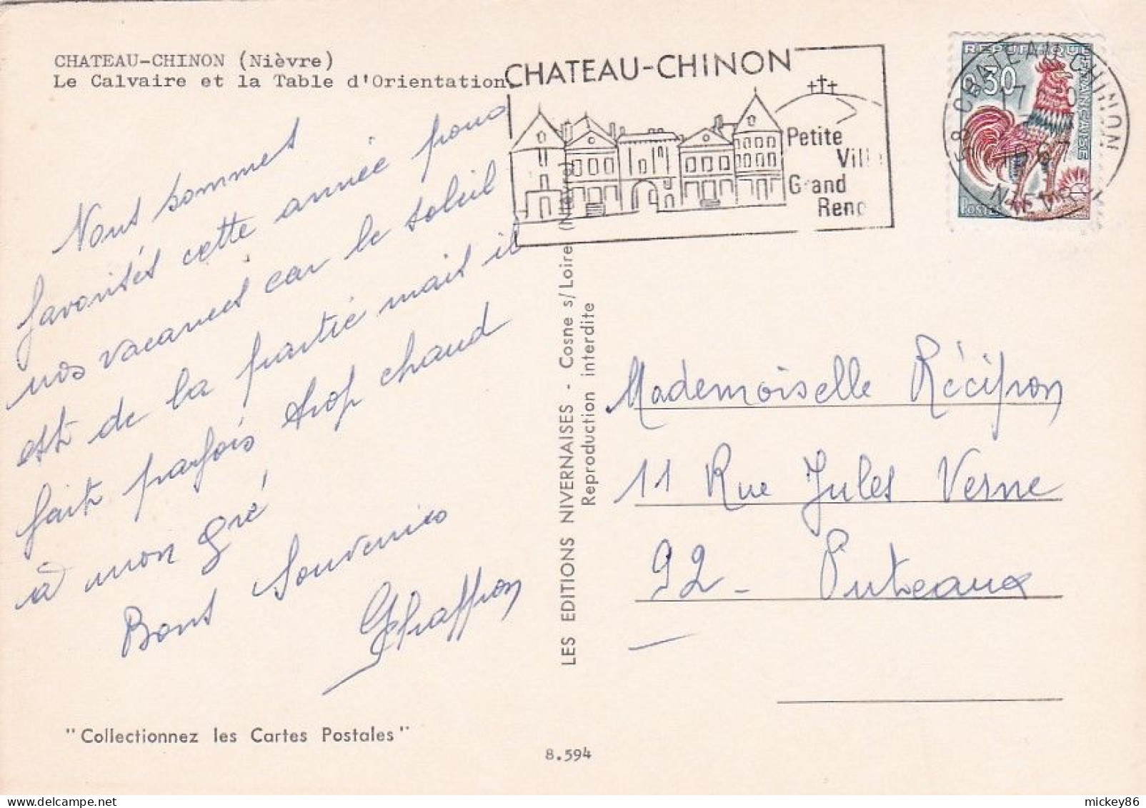 CHATEAU-CHINON - 1967 - Le Calvaire Et La Table D'Orientation --cachet - Chateau Chinon