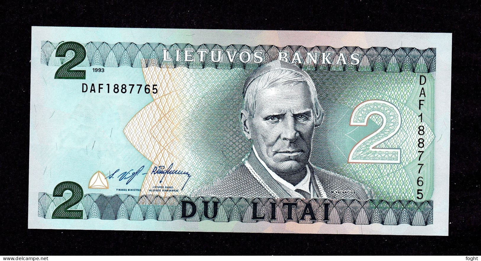 1993 DAF Lithuania Banknote 2 Litai,P#54A,UNC - Lituanie