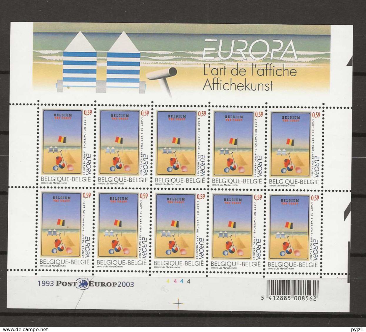 2003 MNH Belgium Sheet Postfris** - 2003