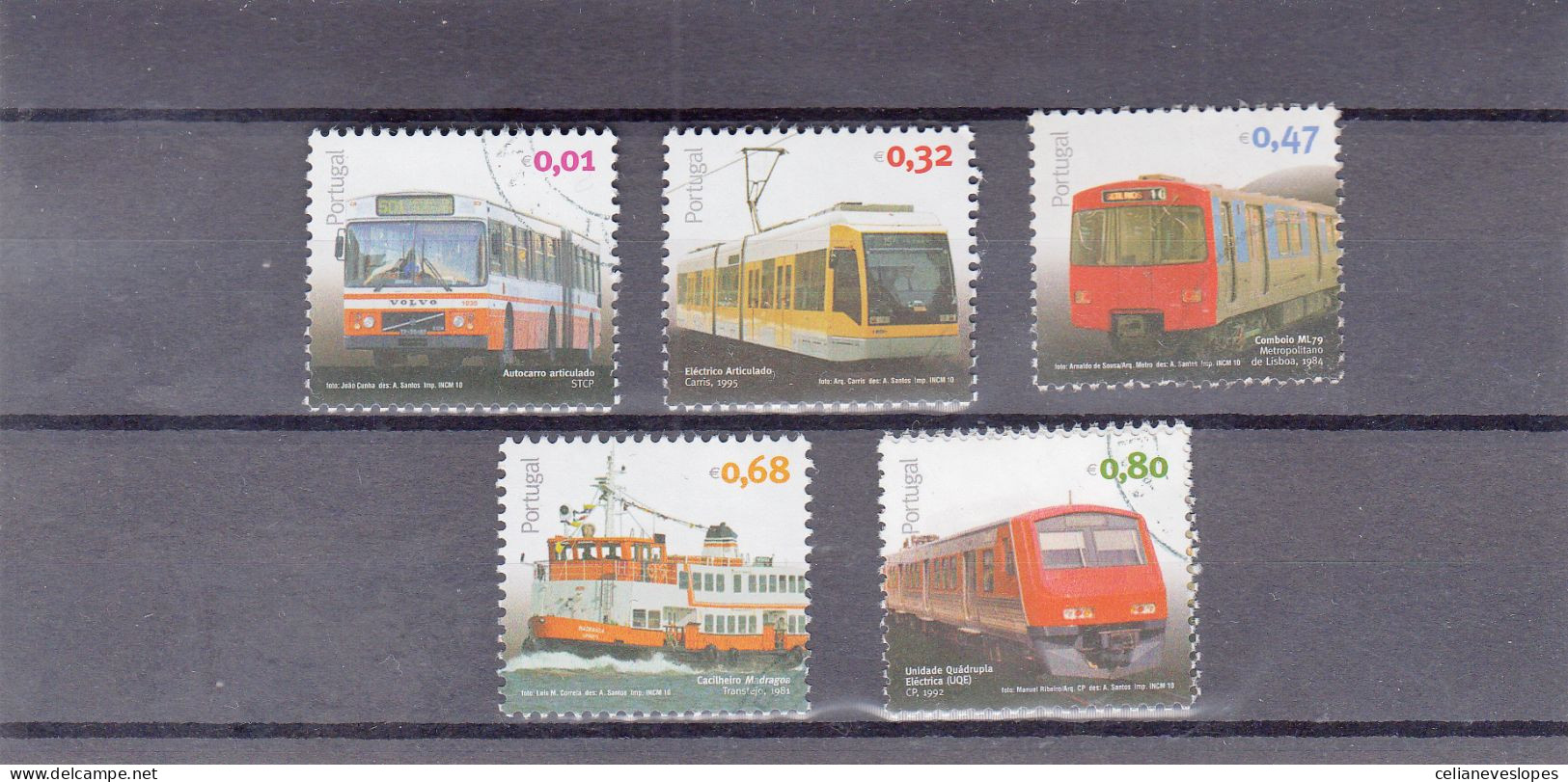 Portugal, Transportes Publicos Urbanos, 2010, Mundifil Nº 3919 A 3923 Used - Oblitérés