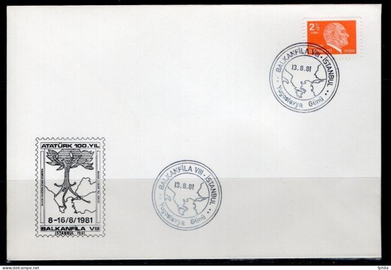 1981 TURKEY BALKANFILA VIII YUGOSLAVIA DAY FDC - FDC