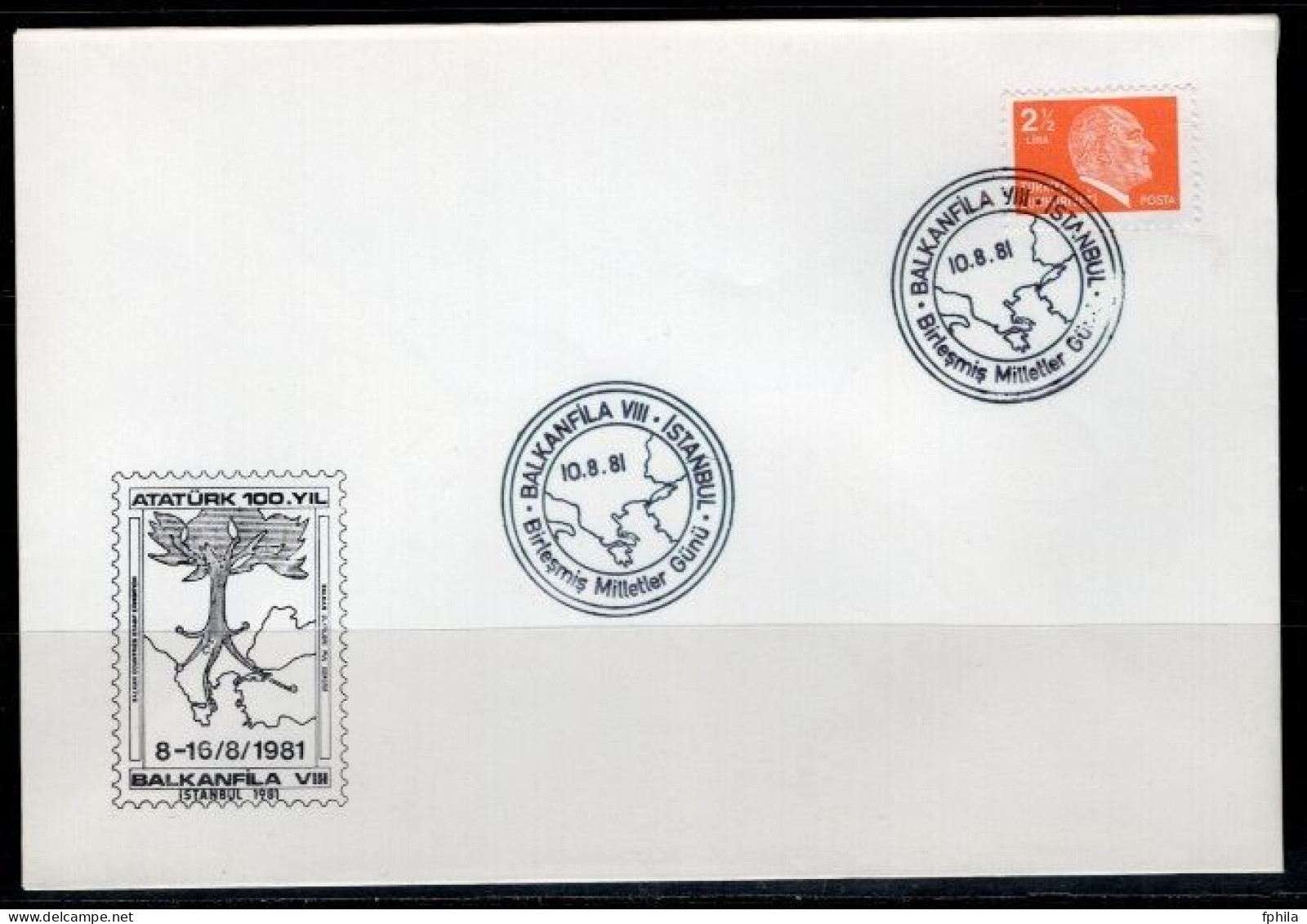 1981 TURKEY BALKANFILA VIII UNITED NATIONS DAY FDC - FDC