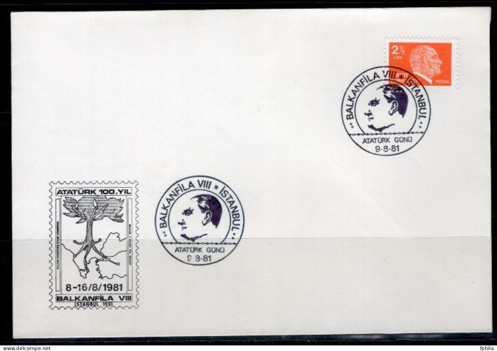 1981 TURKEY BALKANFILA VIII ATATURK DAY FDC - FDC