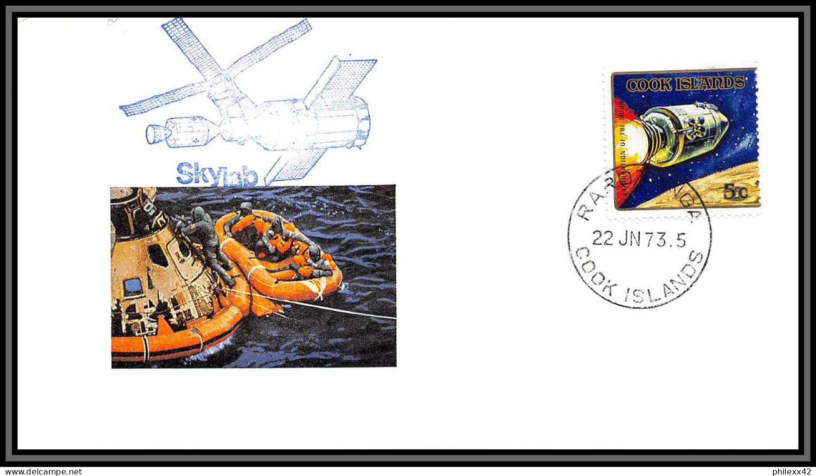 2228 Espace (space Raumfahrt) Lettre (cover Briefe) Cook Islands Skylab 2 (Expédition 1) 22/6/1973 - Ozeanien