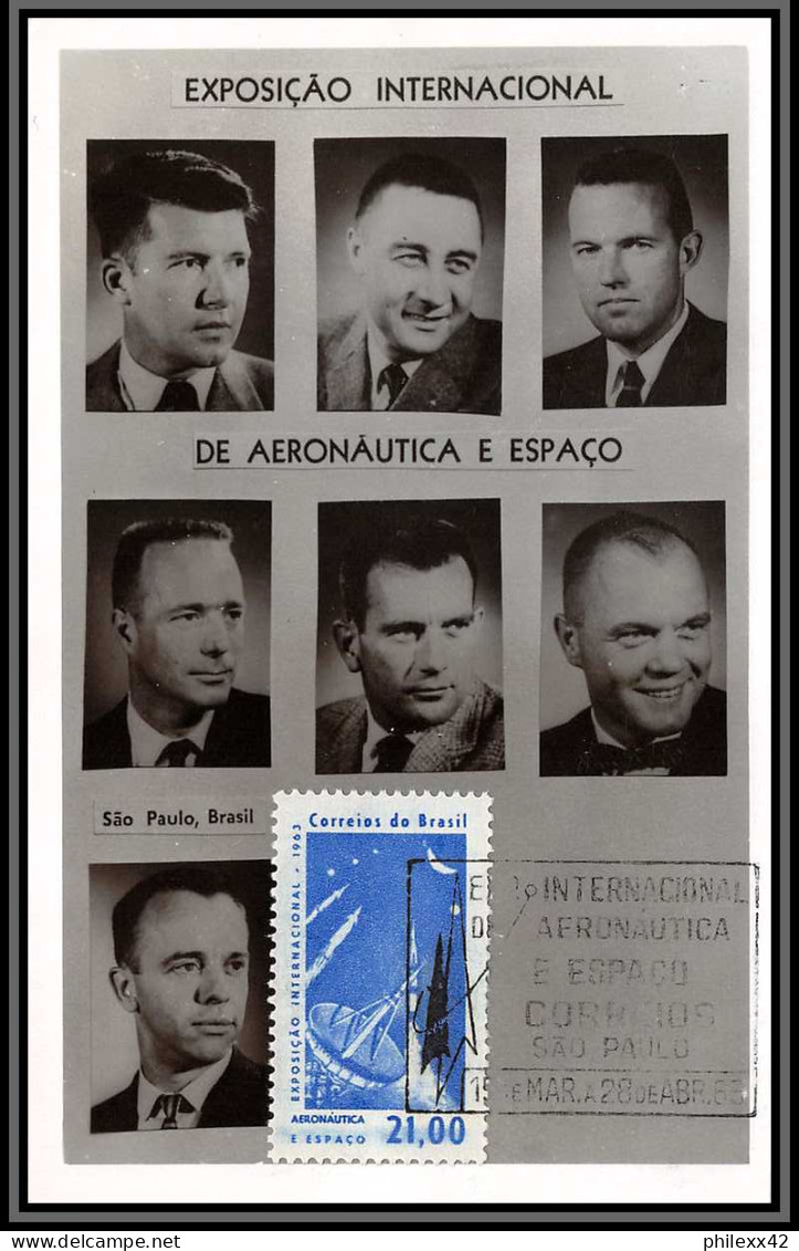 2073 Espace (space Raumfahrt) Carte Maximum (card) Brésil (brazil) Exposiçao De Aeronautica E Espaço 15-28/3/1963 - América Del Sur