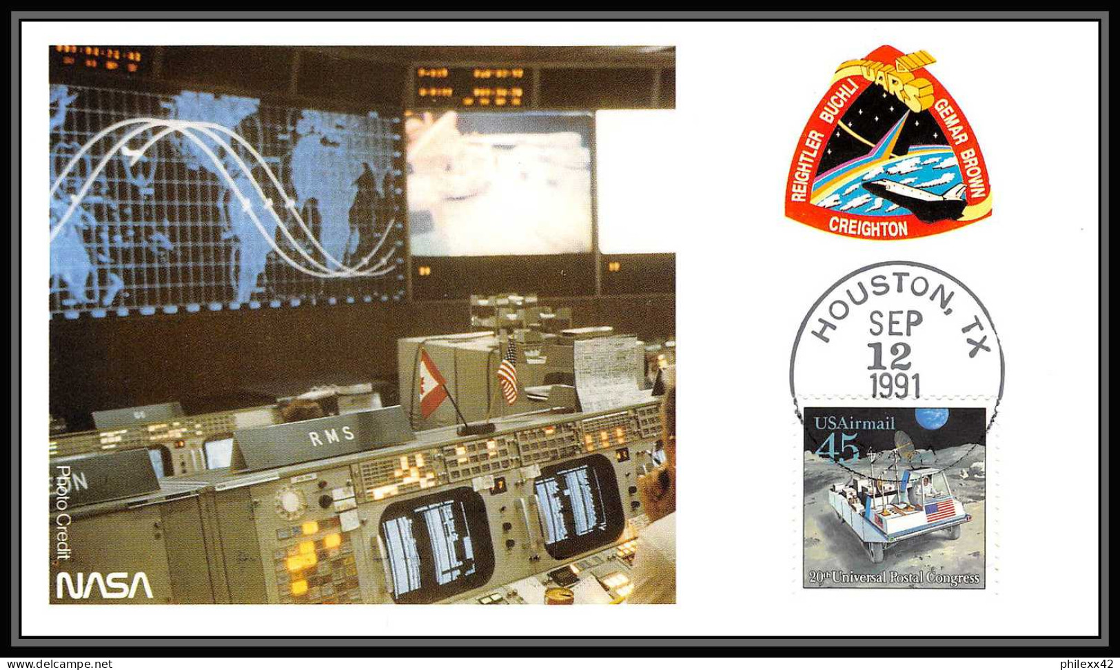 1217 Espace (space Raumfahrt) Lot 2 Carte Maximum (card) Discovery Shuttle (navette) USA 12/9/1991 STS-48 - Estados Unidos