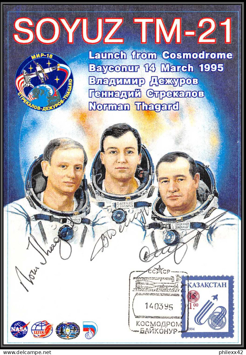 1748 Espace (space) Carte Maximum (card) Signé (signed Autograph) Pilots Kazakhstan 14/3/1995 Soyouz (soyuz) Tm 21 - Asie