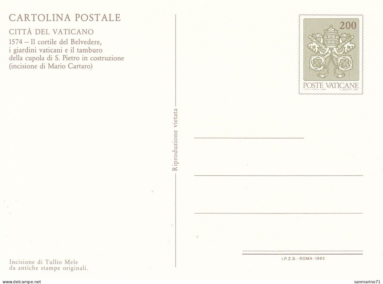 VATICAN Postal Card 8 - Enteros Postales