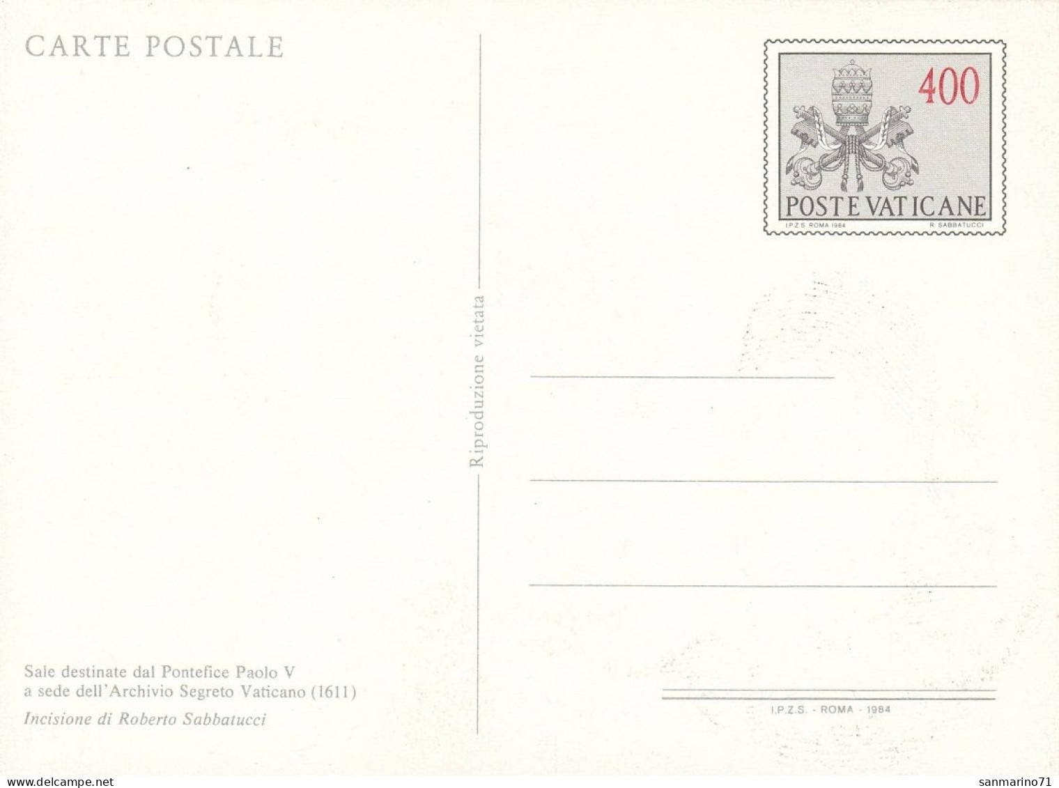 VATICAN Postal Card 23 - Postwaardestukken