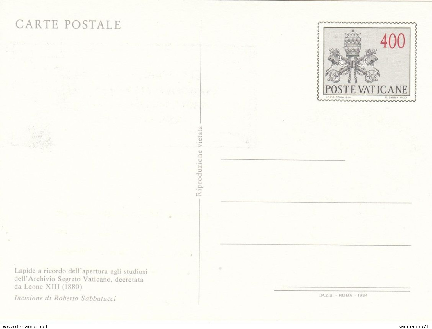 VATICAN Postal Card 24 - Enteros Postales